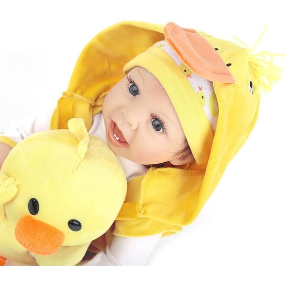 🆕 Reborn Baby Doll Soft Silicone Yellow Clothes Duck Toy Accessories Birthday - Picture 2 of 8